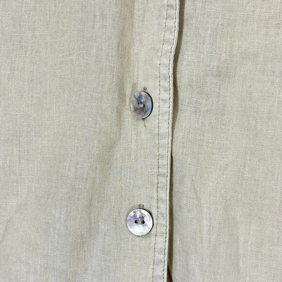 Free People Women’s Babe Safari Linen Button-Front Short Sleeve Shirt Top Size S - Picture 6 of 7